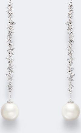 Suzanne Kalan 18kt white gold drop earrings with diamonds and pearls