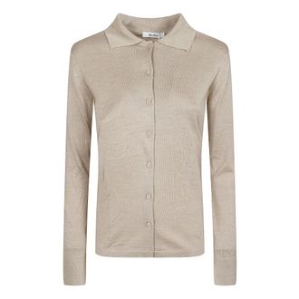 Max Mara Fine Knit Front-Button Cardigan - female - Max Mara - Cardigans - Beige - L - Knitwear