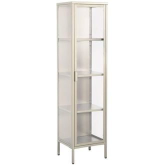 Sweeek Sideboard, steel and tempered glass display cabinet with 1 door Beige 40x35x160 cm - Arkansas