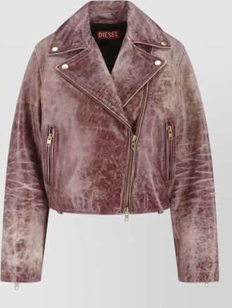 Diesel textured coat zip pockets notched lapels