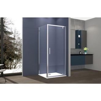 Nova Box doccia 2 lati 80x100 cm fisso + porta 1 battente H195 cm VIOLA Cromato