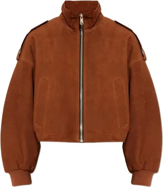 AllSaints Leather Jackets, female, Brown, Size: M Lowden Suede Jacket