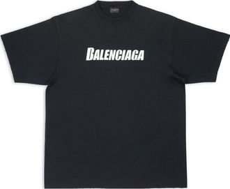 Balenciaga (WMNS) Balenciaga Caps T-shirt Boxy Fit Black 651795TNVL11070