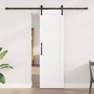 Berkfield Home Sliding Door with Hardware Set White 61x198, 5 cm Solid Wood Pine