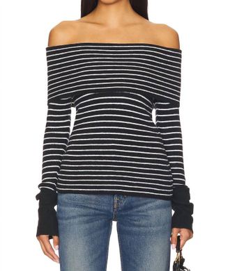 Free People Evergreen Sweater In Black/white