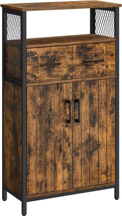 Vasagle Armario de almacenamiento de color marr&oacute;n r&uacute;stico y negro tinta