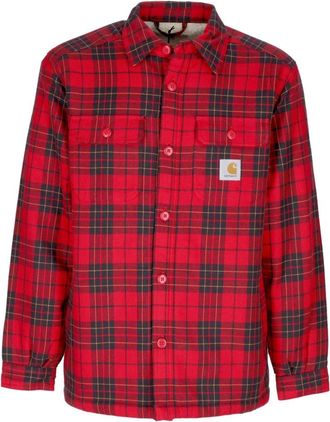 Carhartt Work in Progress Rocket Gewatteerd Overhemd met Sherpa Voering - Heren - Casual Overhemden - Rood - S - Katoen - Overhemden