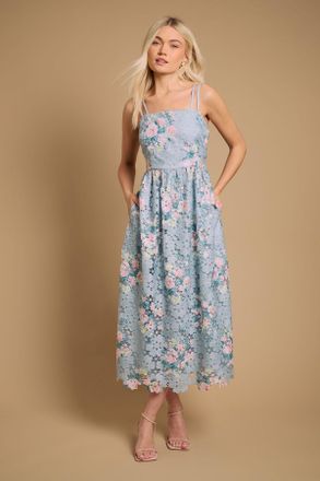 Oasis Womens Lace Fit and Flare Midaxi Dress - Multicolour - Size 14 UK
