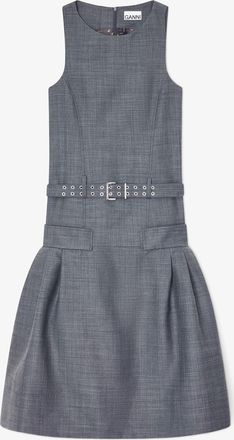Ganni Mixed Dress in Grey Wool Melange - Size 8/10