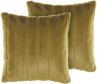 Beliani Conjunto De 2 Cojines De Poli&eacute;ster Verde 45 X 45 Cm Cremallera Relieve Sala De Estar Dormitorio Pumila