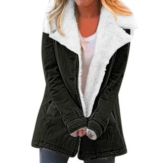 Generic Padded Coats for Women Uk Women Overcoat Warm Winter Printed Lapel Single Breasted Long Sleeve Plus Size Outwear Coat Jacket With Pocket Fleece Cardig