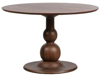 Woood Mesa de comedor redonda de madera de mango con acabado en nogal