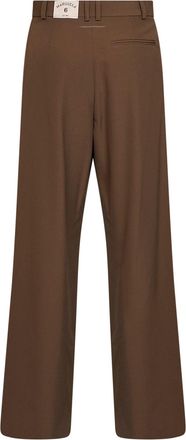 Maison Margiela Womens Trousers Pleated Wool-Blend Brown Polyester