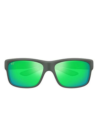 Maui Jim Southern Cross zonnebril met rechthoekig montuur - Groen