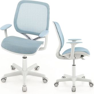 Costway Costway - Silla De Escritorio Para Ni&ntilde;os, Silla Infantil Giratoria Para Computadora Con Altura Ajustable, Ruedas Con Freno, Reposabrazos Lisos, Silla 