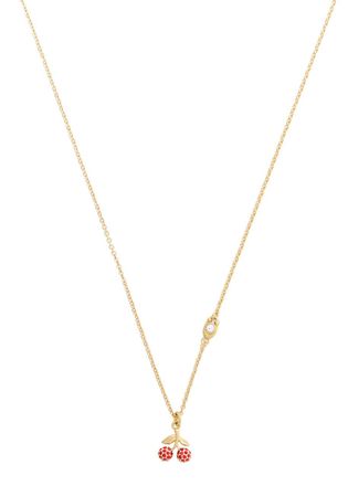 Coach Cherry Pav&eacute; Pendant Necklace - Red - One Size