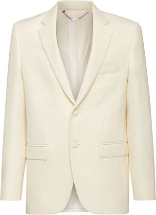 Billionaire Boys Club Jassen, Heren, Wit, L, Leer, Jaquard Blazer met krokodillen-effect