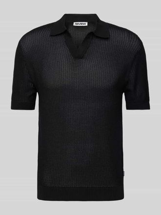 Review Strickshirt mit Polokragen und V-Ausschnitt in Black, Gr&ouml;&szlig;e XL