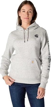Carhartt Work in Progress Iconic Clarksburg Hoodie Womens Gray Graphic Fleece Long Sleeve JAX1874
