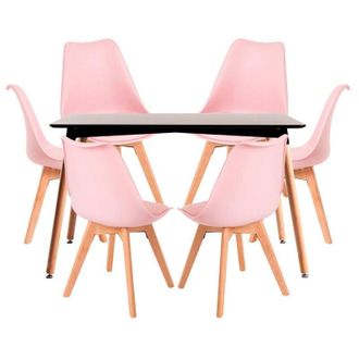 Regalos Miguel Regalos Miguel - Conjuntos De Mesa Y Sillas - Conjunto Mesa Tower Rectangular 120 X 80 Cm Negra Y Pack 6 Sillas Synk Basic - Rosa