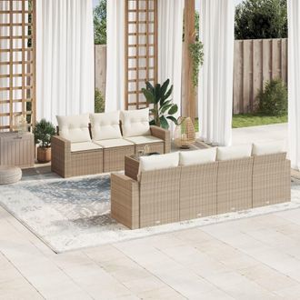 vidaXL Vidaxl - Juego De Sof&aacute;s De Jard&iacute;n Con Cojines Beige 8 Pzas Rat&aacute;n Pe