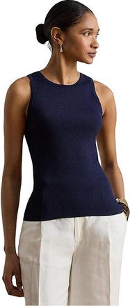 Lauren Ralph Lauren Rib-Knit Sleeveless Sweater Womens Clothing Refined Navy : XL, Viscose