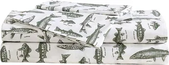 Eddie Bauer 200 Thread Count Wes Fish Face Cotton Percale Sheet Set