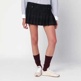 Miu Miu Mini gonna a pieghe blu/verde in lana