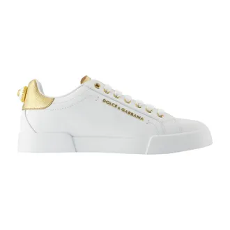 Dolce & Gabbana Dolce&Gabbana Logo-Embellished Calfskin Sneaker - White