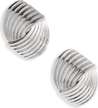 Open Edit Textured Stud Earrings in Silver at Nordstrom