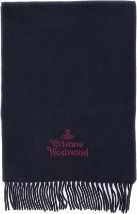 Vivienne Westwood Accessoires, unisex, Blauw, ONE Size, Wol, Geborduurde Sjaal