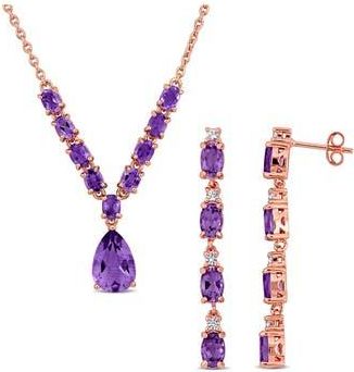Delmar Amethyst & White Topaz Frontal Necklace & Drop Earrings Set in Purple at Nordstrom Rack