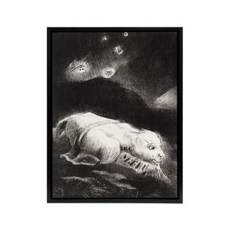 Artery8 Life Awakening in Obscure Matter Redon Vintage Framed Canvas Wall Art in Black | Size: W24 x H32