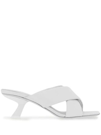 Ferragamo Womens Crossover-strap Detail Lambskin Mules - White Leather - Size 41.5 EU/IT