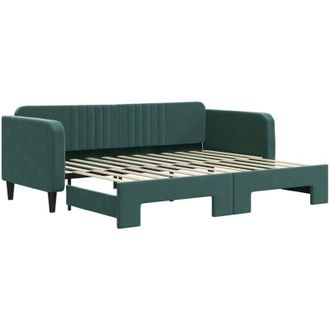 vidaXL Sof&aacute; Cama Nido Terciopelo Verde Oscuro 90x200 Cm Vidaxl