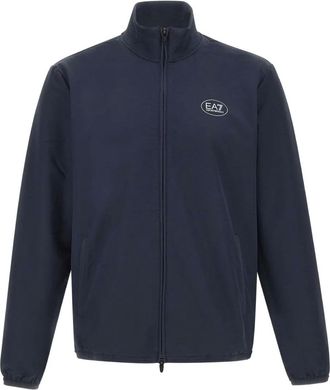 Emporio Armani Felpa con cappuccio, zip e logo - Blu