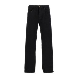 Saint Laurent Straight Fit Jeans, female, Black, W25, Long Baggy Denim Jeans