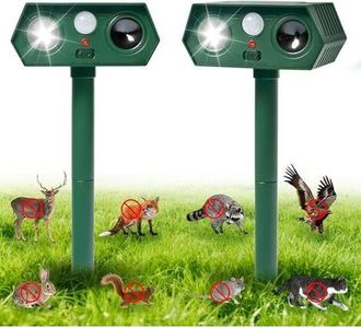 OEM Repelente De Animales Ultras&oacute;nico 2 Unid. Impermeable Pir Sensor Led Anti Gatos Perros Aves Zorros Ratones Jard&iacute;n