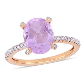 Amour 2 3/8 CT TGW Rose De France and 1/10 CT TW Diamond Ring In 10K Rose Gold