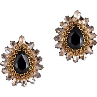 Deepa Gurnani Leesha Crystal Stud Earrings in Black at Nordstrom