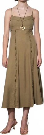 Greylin Ivy Embroidery Lace Midi Dress In Beige