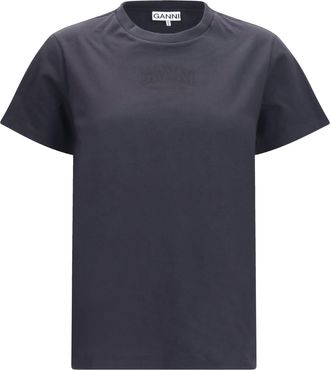 Ganni Womens Crewneck T-Shirt Phantom Cotton T-Shirts & Jerseys