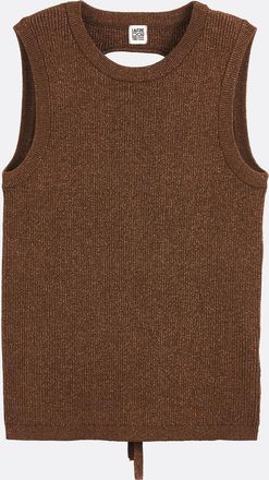 La Redoute Collections Mouwloze trui van glanzend tricot met open rug