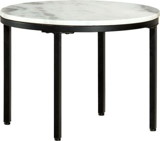 vidaXL Mesa De Centro M&aacute;rmol Macizo Aut&eacute;ntico Blanco Y Negro &Oslash;50 Cm Vidaxl