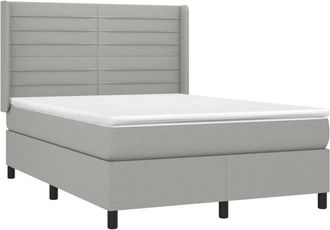 vidaXL Vidaxl - Cama Box Spring Colch&oacute;n Y Luces Led Tela Gris Claro 140x200 Cm