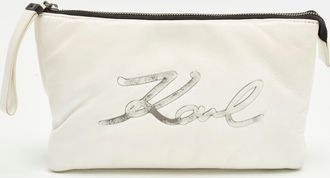 Karl Lagerfeld K/signature Soft Double White Leather Pouch