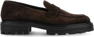 Hogan Bruine Saddle Mocassins met Extra-Lichte Zool - Heren - Loafers - Bruin - 43 EU - Su&egrave;de - Schoenen
