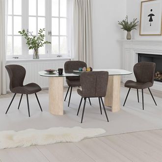 Seconique Modena Dining Set with Quebec Chairs in Brown