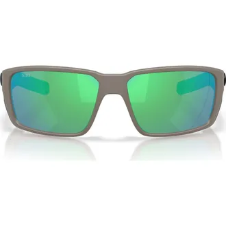 Costa 60mm Fantail Pro Polarized Rectangle Sunglasses in Matte Olive Shale /Green 580G at Nordstrom
