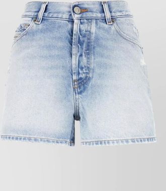 Diesel denim shorts belt loops pockets distressed detailing